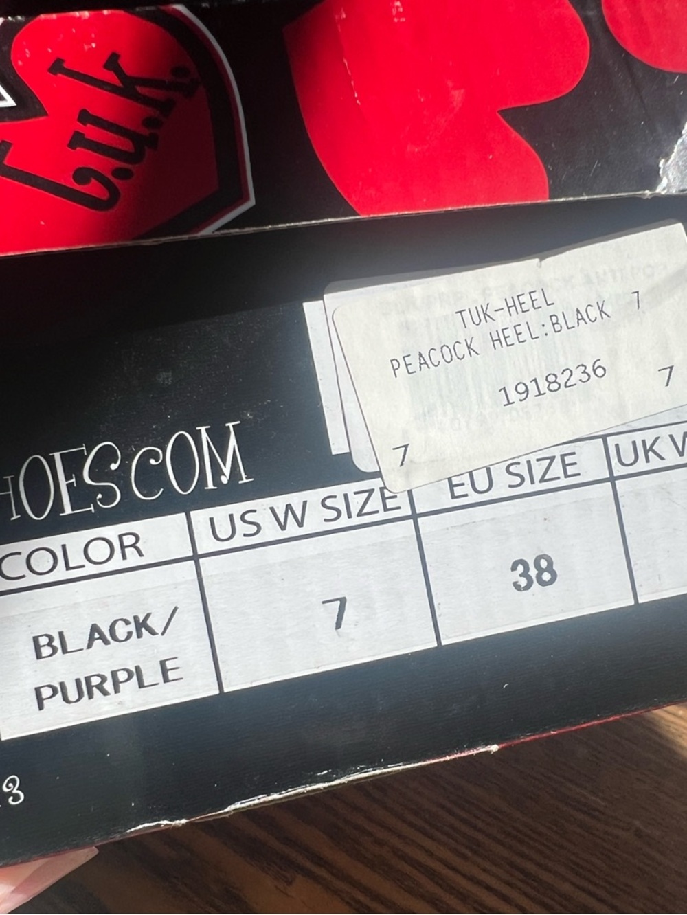 T.U.K. Peacock Heels Black Purple Sz 7 Rockabilly Pinup NIB - Picture 8 of 11